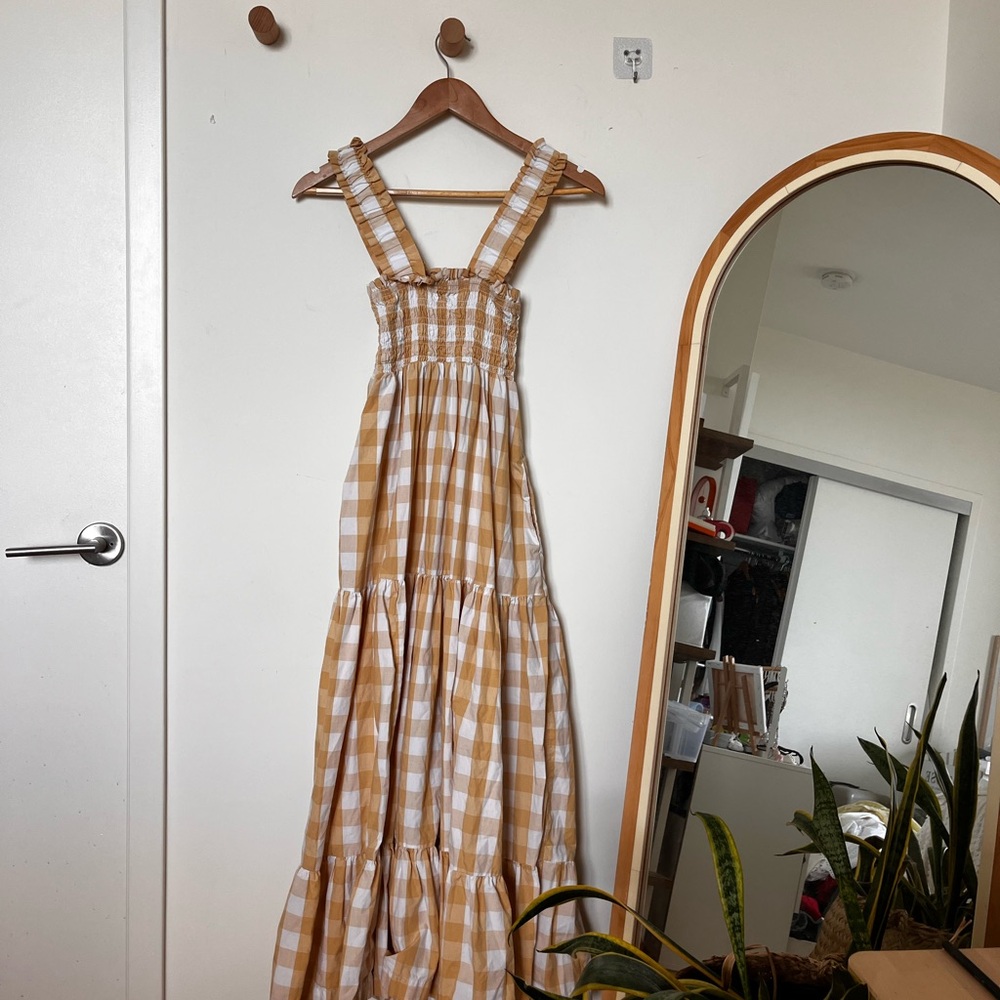 Abercrombie & Fitch Yellow Checkered Midi Dress - Picture 5 of 5